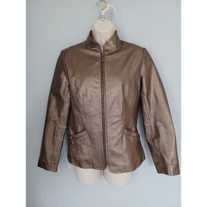 Bernardo Bronze Leather Jacket- Size-S